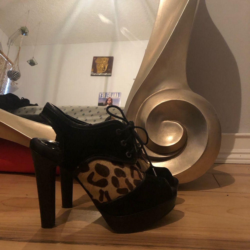 Designer real cow fur heels